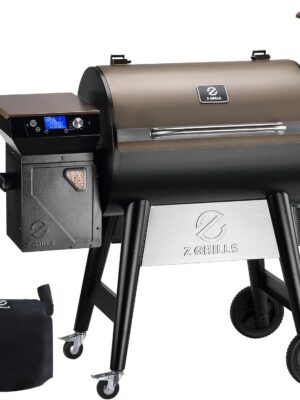 Z GRILLS Wood Pellet Grill Smoker with 552 Cooking Area & Front Shelf for Outdoor BBQ, Smoke, Bake and Roast, 550C