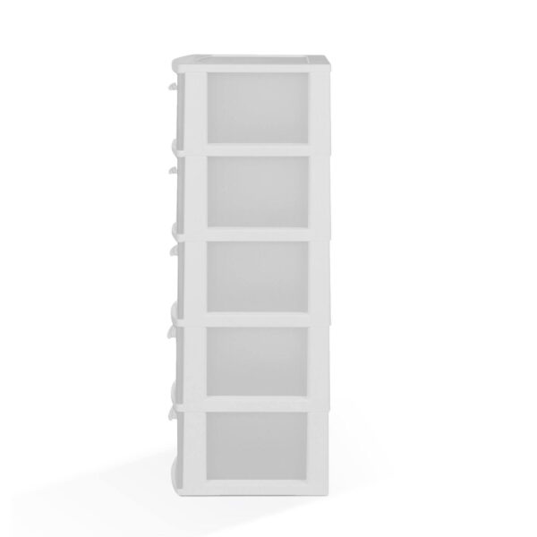 5-Drawer Plastic Storage Unit with Clear Drawers in White (2 Pack)