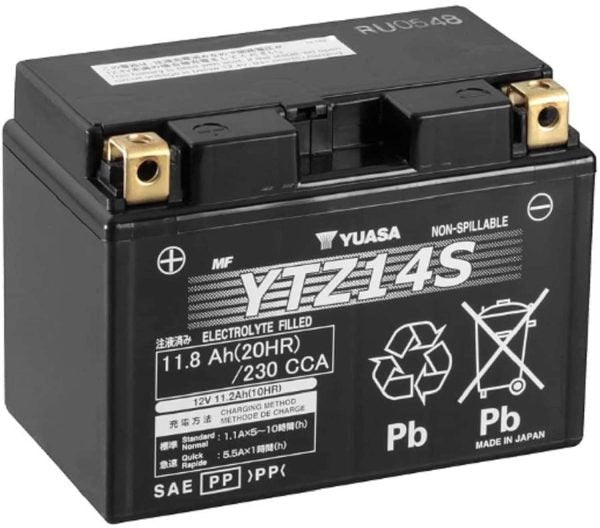 004548ef4a8b44bba02045b73b964415 Yuasa YUAM72Z14 Factory Activated Maintenance Free Battery YTZ14S