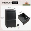 DEVAISE 3 Drawer Mobile File Cabinet Under Desk Office, Fully Assembled Except Casters, Letter/Legal Size, Black