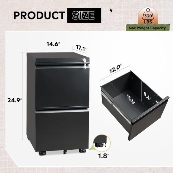 004a09719e8b4abbb30fb1422c84232d DEVAISE 3 Drawer Mobile File Cabinet Under Desk Office, Fully Assembled Except Casters, Letter/Legal Size, Black