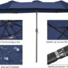 15ft Patio Umbrella with Solar Lights, Large Double Umbrella Outdoor, Rectangle 180”x106” Umbrellas with 156 PCS LED Lights and Crank Handle for Backyard Deck Pool Shade in Black(1.9′′ Pole)