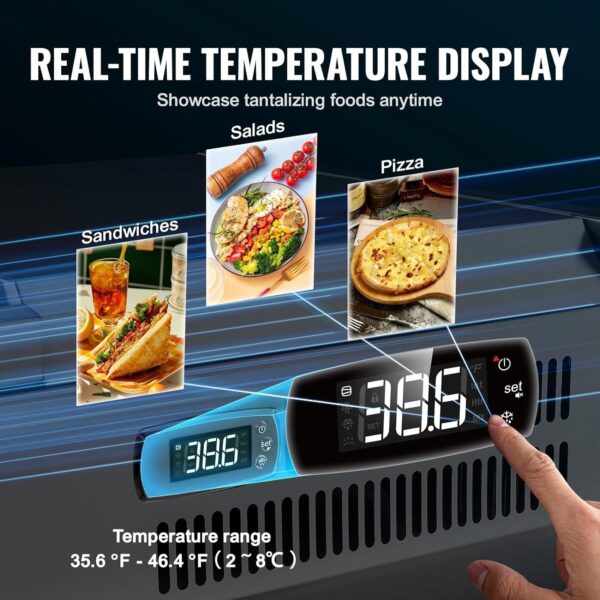 0064b3e1b4db446d9ff4dd1d16cfdfa2 Refrigerated Condiment Prep Station, 135 W Countertop Refrigerated Condiment Station, with 2 1/3 Pans & 4 1/6 Pans, 304 Stainless Body and PC Lid, Sandwich Prep Table with Stainless Guard, ETL