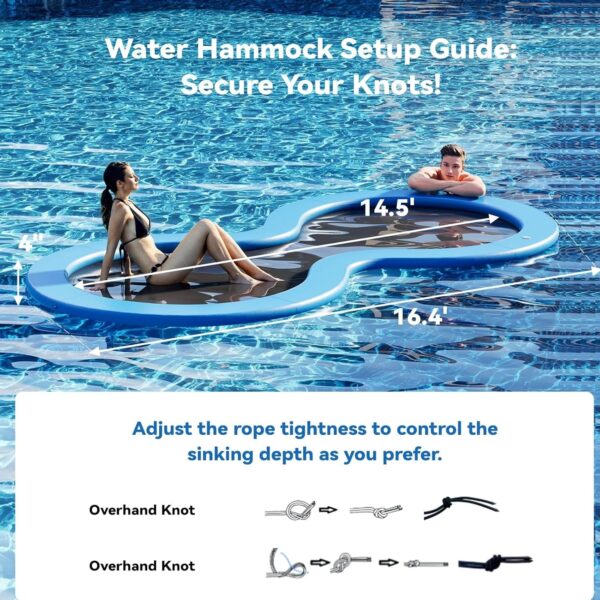 007adb60f910420091b5d912fe836a27 Round Inflatable Floating Dock, Sunchill Float Ring, Hammock Tanning Pool with 4in Woven Fabric, Manual Pump for 1-2 Min Quick Inflate/Deflate, Fits 2-8, Ideal for Lakes, Pools, Oceans