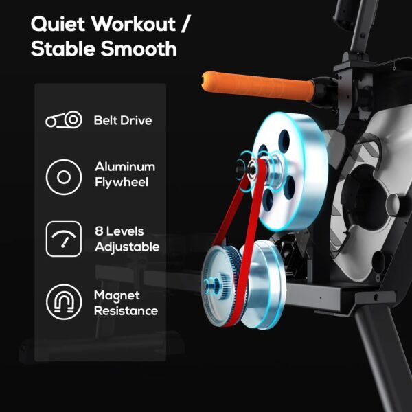 Magnetic Rowing Machine, 8-Level Resistance, Foldable, Ergonomic Design, Supports 350 lbs, Home Exercise Equipment
