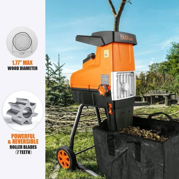 Wood Chipper, 15-Amp Garden Shredder, 60L Collection Bag – Tkws01a