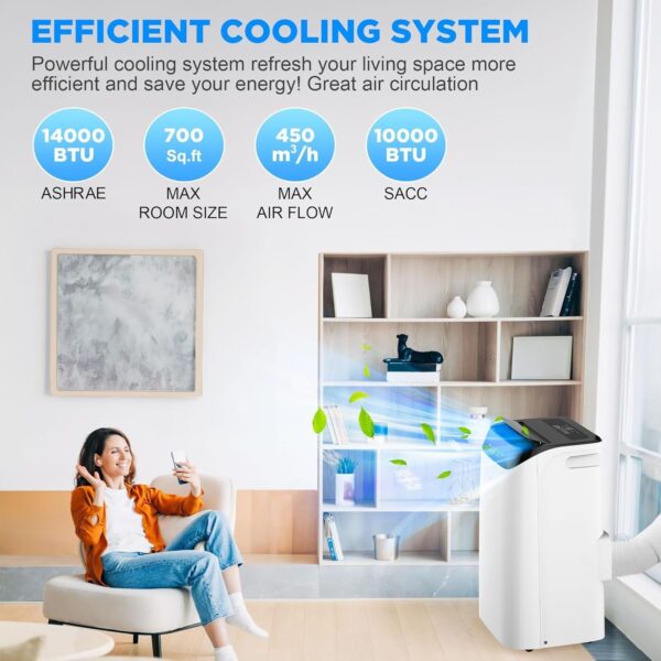 00b55d68146b44ac99b2e7b8c021d783 14000 BTU Portable Air Conditioners with Remote Control, 3-in-1 Free Standing Cooling AC Unit with Fan & Dehumidifier, Cools Room up to 700 sq.ft, Smart/Sleep Mode,3 Speed,Auto Swing,24H Timer