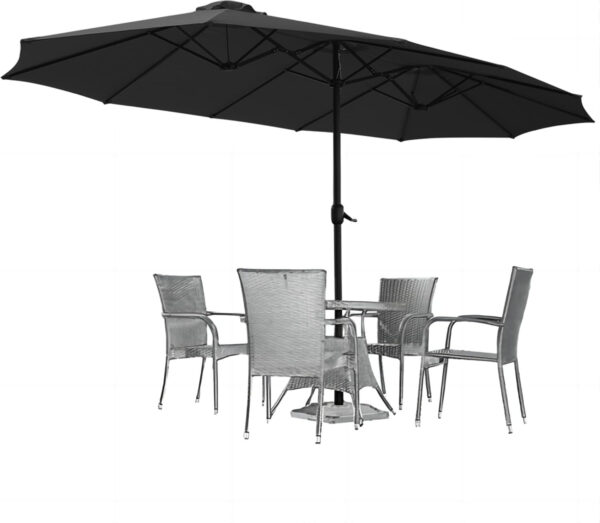 00cf99b2f5604f008528fd3ba1e5c5c3 15ft Patio Umbrella with Solar Lights, Large Double Umbrella Outdoor, Rectangle 180”x106” Umbrellas with 156 PCS LED Lights and Crank Handle for Backyard Deck Pool Shade in Black(1.9′′ Pole)