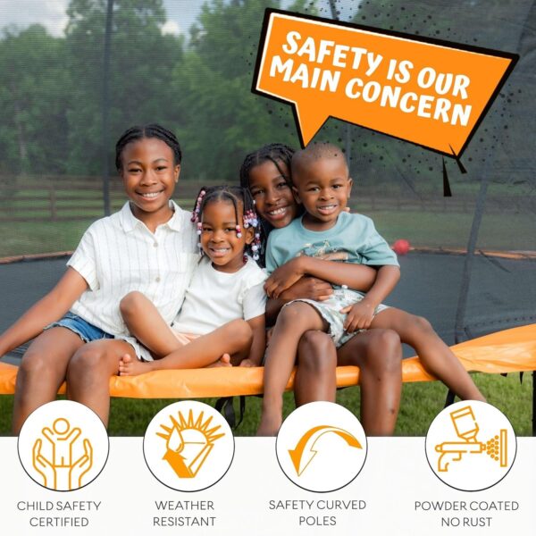 JUMPZYLLA Trampoline 8FT 10FT 12FT 14FT 15FT 16FT Trampoline with Enclosure – Recreational Trampolines with Ladder and AntiRust Coating, ASTM Approval Outdoor Trampoline for Kids
