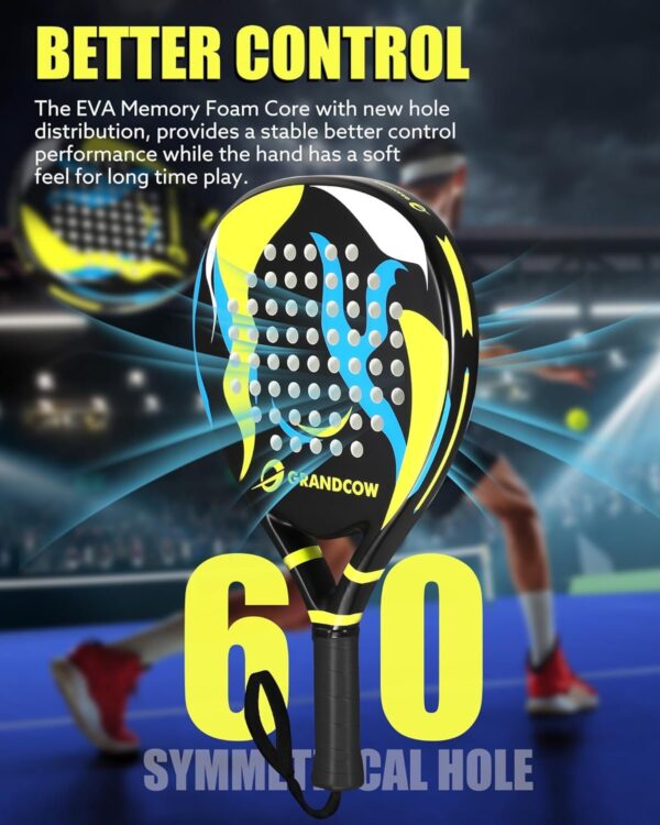 Padel Racket raqueta pala de Padel Tennis Racket Set Beginner Full Package with Cover, 3 Balls, Headband, Wristband and Backup overgrip