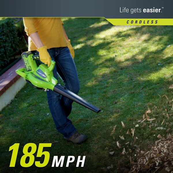 0126d4beb3e04418988f09642d60cbbf 40V 185 MPH Variable Speed Cordless Leaf Blower/Vacuum, 4.0Ah Battery and Charger Included 24322