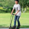 Electric Scooter with Hub Motor & Push-Button Throttle, Ages 8+