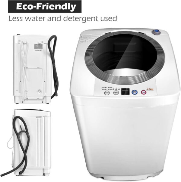 Portable Washing Machine, Full Automatic Washer and Dryer Combo, with Built-in Pump Drain 8 LBS Capacity Compact Laundry Washer Spin Dryer for Apartment RV Dorm