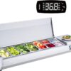 Refrigerated Condiment Prep Station, 135 W Countertop Refrigerated Condiment Station, with 2 1/3 Pans & 4 1/6 Pans, 304 Stainless Body and PC Lid, Sandwich Prep Table with Stainless Guard, ETL