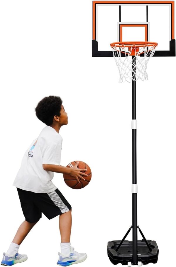 Kids Basketball Hoop Outdoor 3.2-7.2ft Adjustable, Portable Basketball Hoop & Goals for Kids/Teens/Youth in Pool/Backyard/Driveway/Indoor, 29 Inch Shatterproof Backboard and Enlarged Base