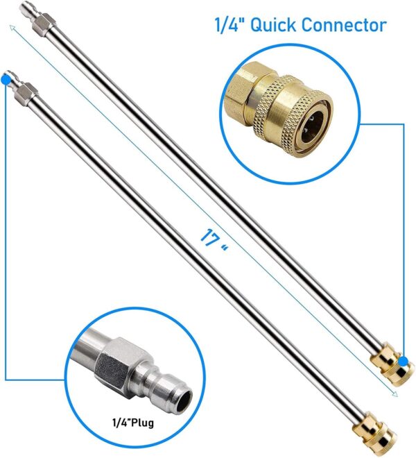 020d3982f6164ec0b6fb36bbeec0545c Stainless Steel Housing 1 4 Quick Connector, Power Washer Attachment with 2 Extension Wand, 2 Replacement Nozzles
