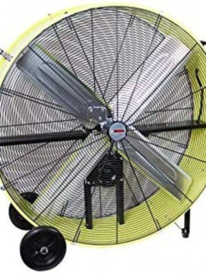 K Tool International 42′′ Belt Drive Drum Fan; Industrial, Garage, Shop, High Speed 2-Speed, Durable, Cut-Off Protection, Easy Mobility Rubber Wheels; SAFETY YELLOW KTI77743