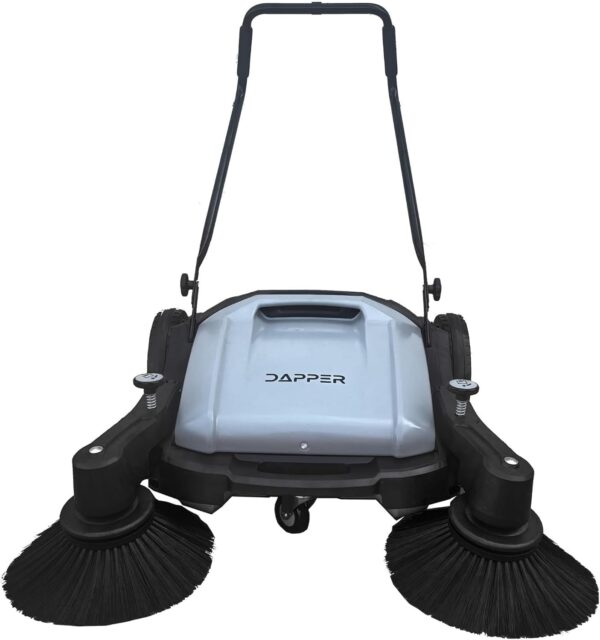 023832aa2e6b4871b701a0bc780414c5 Walk-Behind Outdoor Hand Push Floor Sweeper – 5.25 Gallon Capacity – 25.5′′ Sweeping Width – Sweeps up to 27,900 ft2 / Hour, Grey