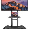 Rolling/Mobile TV Cart with Wheels for 32-82 Inch LCD LED 4K Flat Screen TVs – TV Floor Stand with Shelf Holds Up to 100 lbs, Height Adjustable Trolley Max VESA 600x400mm- PSTVMC05
