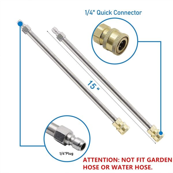 026651c17e0a4af99cc0e395391f39f0 Stainless Steel Housing 1 4 Quick Connector, Power Washer Attachment with 2 Extension Wand, 2 Replacement Nozzles