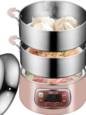 Bear Electric Food Steamer,Stainless Steel Digital Steamer, 3 tier 8L Large Capacity Vegetable Steamer