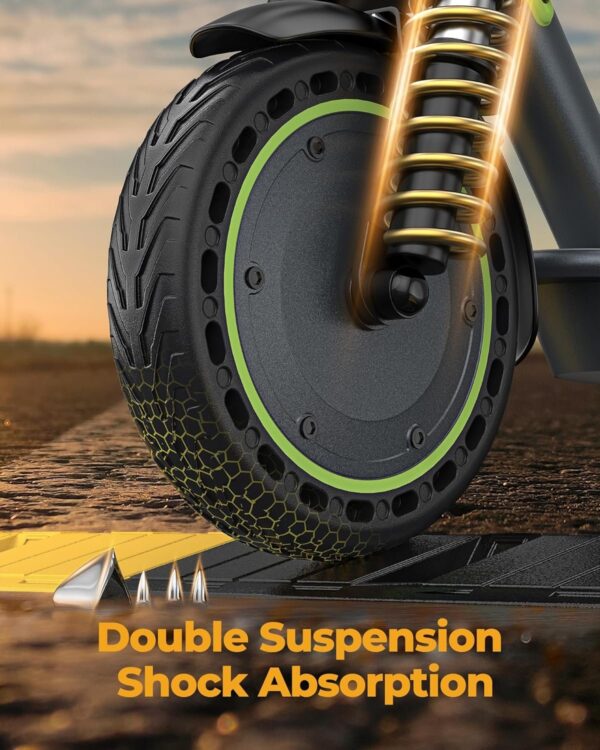 Electric Scooter – 8.5′′ Solid Tires, 350W Motor, Up to 19 MPH and 21-23 Miles Long-Range Portable Foldable Commuting Scooter for Adults with Double Braking System and App
