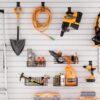 INCLY 30PCS Slatwall Accessories Set, Includes 4 Pack Ventilated Metal Wire Slatwall Baskets and 26PCS Multisized Heavy Duty Slatwall Hooks for Garage Rooms Shops Storage Organizing Display