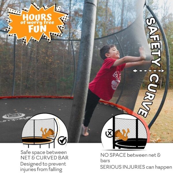 JUMPZYLLA Trampoline 8FT 10FT 12FT 14FT 15FT 16FT Trampoline with Enclosure – Recreational Trampolines with Ladder and AntiRust Coating, ASTM Approval Outdoor Trampoline for Kids