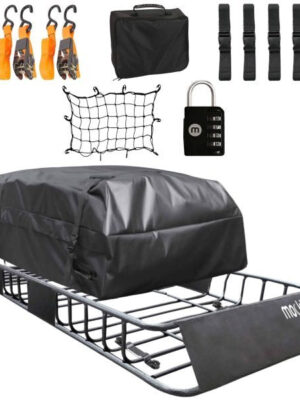 Mockins 250 lb. Capacity Roof Rack Basket with 16 CF Roof Bag