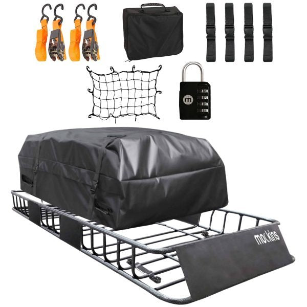Mockins 250 lb. Capacity Roof Rack Basket with 16 CF Roof Bag