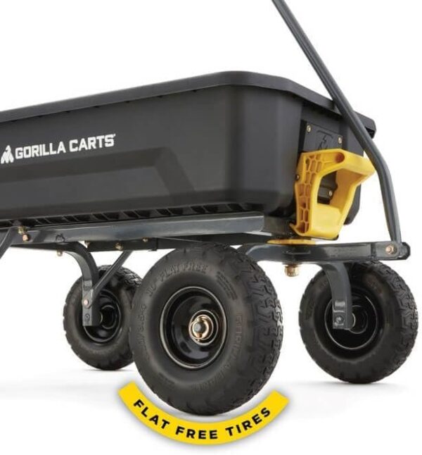 033d4aac86d04e60bf7f51b288ccec50 7GCG-NF Heavy-Duty Poly Dump Garden Cart with No-Flat Tires, 7 Cubic Feet, 1200-Pound Capacity, Black, Amazon Exclusive