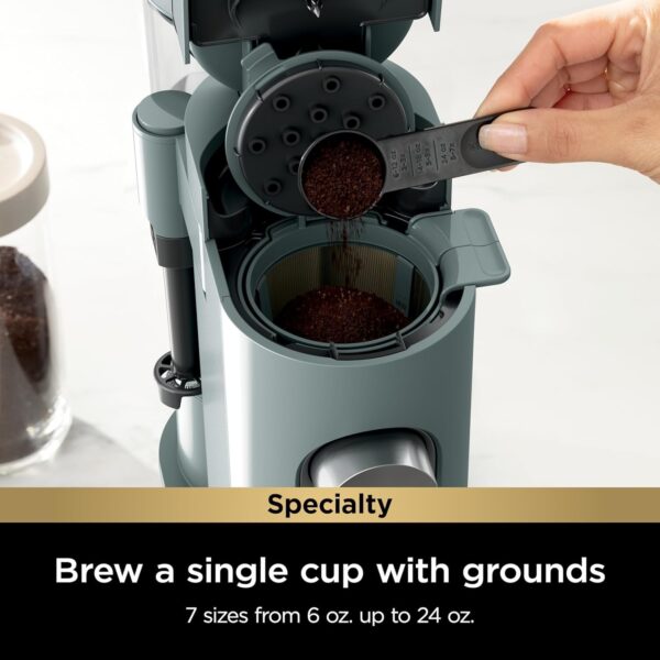 Ninja Pod & Grounds Specialty Single-Serve Coffee Maker, K-Cup Pod Compatible, Brews Grounds, Compact Design, Built-In Milk Frother, 56-oz. Reservoir, 6-oz. Cup to 24-oz. Mug Sizes, Stone, PB051ST