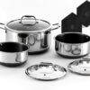 HexClad Hybrid Nonstick 6-Piece Pot Set with 2 Silicone Trivets, 2, 3, and 8-Quart Pots with Tempered Glass Lids, Stay-Cool Handles, Dishwasher-Friendly, Induction-Ready, Compatible with All Cooktops