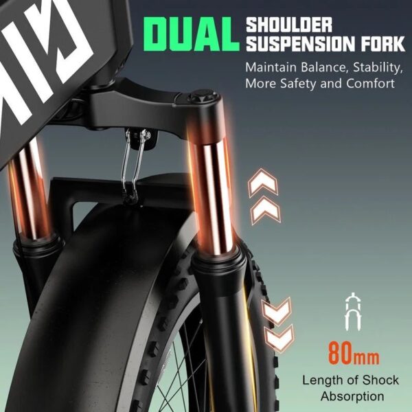 Buddy Pro 750W Foldable Electric Bike, 20′′ Fat Tire, 48V 13Ah Battery, Dual Suspension, LCD Display, Black
