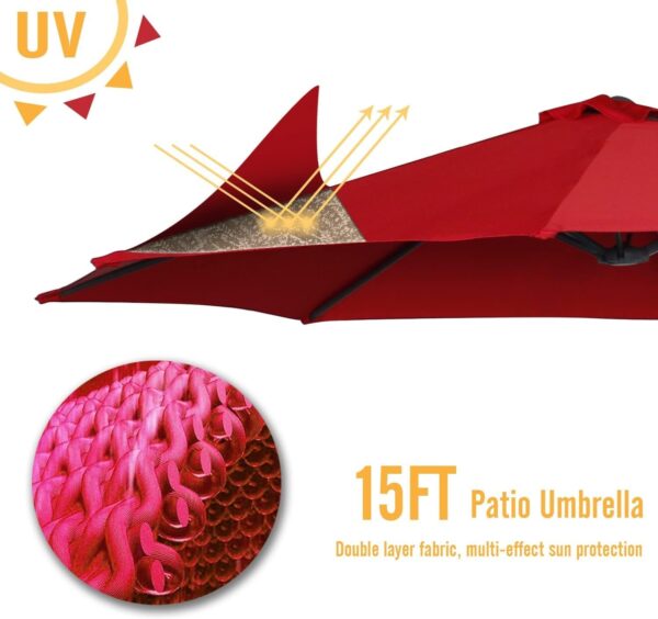 03b513beff444566a8d8b5a05daac821 15ft Patio Umbrella with Solar Lights, Large Double Umbrella Outdoor, Rectangle 180”x106” Umbrellas with 156 PCS LED Lights and Crank Handle for Backyard Deck Pool Shade in Black(1.9′′ Pole)