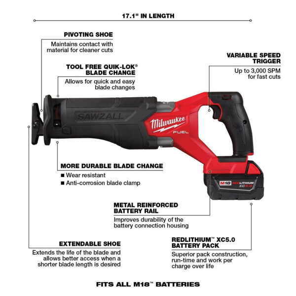 04408e067b754954a3f3ca7b14f95723 18V M18 FUEL Lithium-Ion Brushless Cordless 7-Tool Combo Kit 5.0 Ah