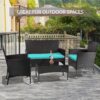 Patio Furniture Set 4 Pieces Outdoor Rattan Chair Wicker Sofa Garden Conversation Bistro Sets for Yard (Brown)