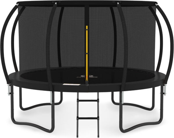 JUMPZYLLA Trampoline 8FT 10FT 12FT 14FT 15FT 16FT Trampoline with Enclosure – Recreational Trampolines with Ladder and AntiRust Coating, ASTM Approval Outdoor Trampoline for Kids
