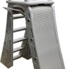 Confer Plastics 7200 Roll Guard 48′′ to 56′′ Adjustable A Frame Safety Ladder for Above Ground Outdoor Patio Swimming Pool Platform Ladder with Step Barrier, Warm Grey...