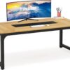 Tribesigns Modern Computer Desk, 63 x 31.5 inch Large Office Desk Computer Table Study Writing Desk Workstation for Home Office, Vintage Black Metal Frame