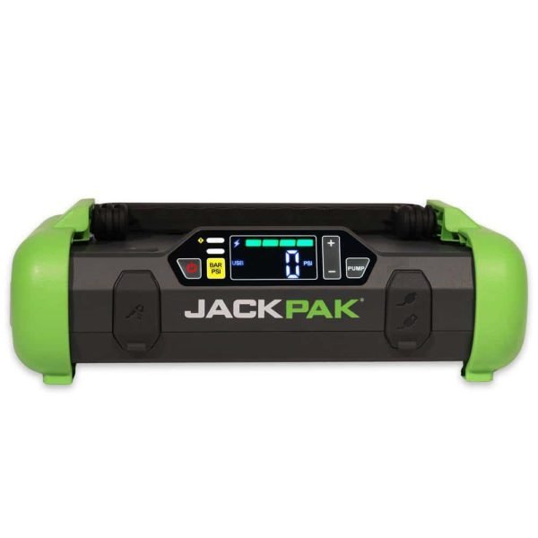 05c42b8f73114555b87f9ee943de0bf2 JACKPAK 5180050 150 PSI 2000 Amp Ultra Multi-function 4-in-1 Jump Starter, Air Compressor, Flashlight, and Portable Charger