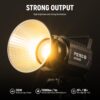 130W RGB LED Video Light APP/2.4G Control 17 Effects, 2500-7500K 19800lux/1m COB Continuous Lighting Output with CRI97/TLCI98 4 Dimming Curves, Spotlight for Studio Shoots, FS150C
