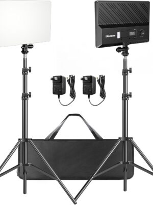 D50 LED Video Light Panel Lights 15.4′′, 2 Packs 45W 3000K-8000K Bi-Color Dimmable Photography Lighting, CRI 96+ Videography Lighting for Video Shooting/Gaming/Live Stream/Studio/Film