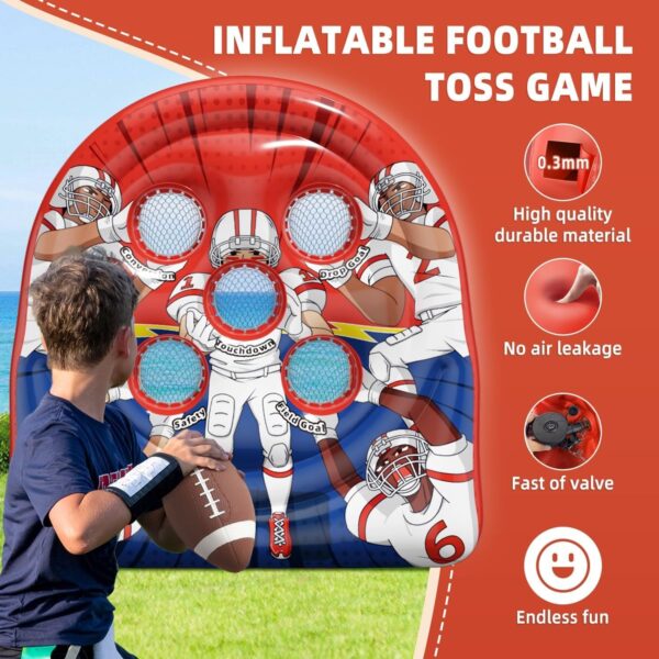 6Ft Football Target Toss Game – Inflatable Football Throwing Target Toy for Kids – Carnival Party Games