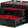 Keter Stack-n-Roll Modular Tools Organizer for Garage Storage and DIY, 3 Piece Resin Rolling Tool Box System for Small Parts