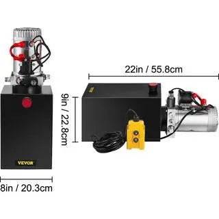 07664b7c3545483eb998b1cfddd7343d 12 qt. 12-Volt 3200 PSI Hydraulic Power Pump Electric Dump Trailer Pump with Steel Reservoir for Car Lift 12LDZYCZYYBTX0001V0