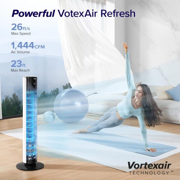 07784dcdb0724f3db67859178b5f16e3 LEVOIT Tower Fan for Bedroom, Standing Fan that Blows Cold Air for Home, 28dB Quiet for Sleep, Remote, 90° Oscillation, 12H Timer, 25ft/s Velocity, 5 Speeds, 4 Modes, Bladeless 36 inch, White