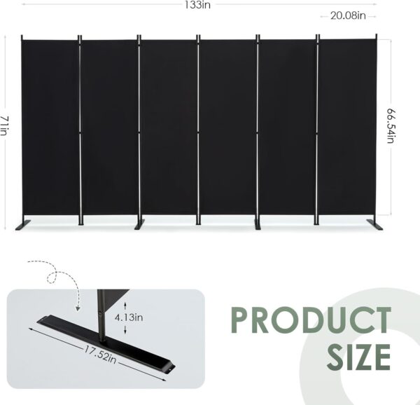 RANTILA 3 Panel Privacy Screen, 6 Ft Tall Folding Privacy Screen Room Dividers, Freestanding Room Partition Wall Dividers, 102”W x 20”D x 71”H, Black