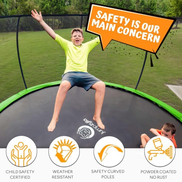 JUMPZYLLA Trampoline 8FT 10FT 12FT 14FT 15FT 16FT Trampoline with Enclosure – Recreational Trampolines with Ladder and AntiRust Coating, ASTM Approval Outdoor Trampoline for Kids