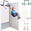 6 Piece Indoor Doorway Gym Set for Kids �� Indoor Swing for Kids Includes Kids Swing Chair, Rings, Hanging Trapeze, Ladder, Swinging Rope & Pullup Bar